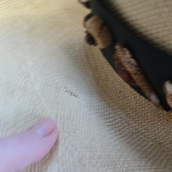 Vintage Straw Hat with Black Embellished Band - Picture 8 of 12